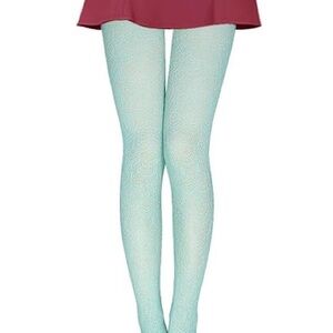 Vero Monte Jacquard Footed Tights Women’s US One Size Celadon Green New